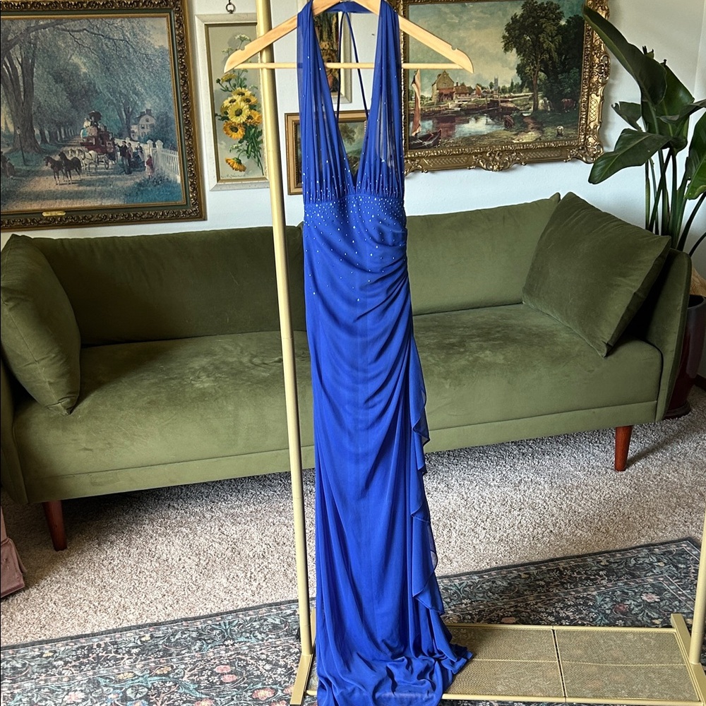 Y2K Vintage Blue Evening Gown